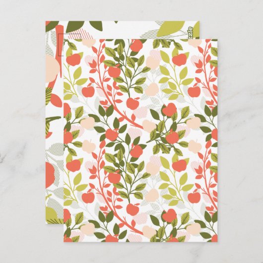 Apple Orchard Floral Garden Pattern Briefkaart (Voorkant / Achterkant)