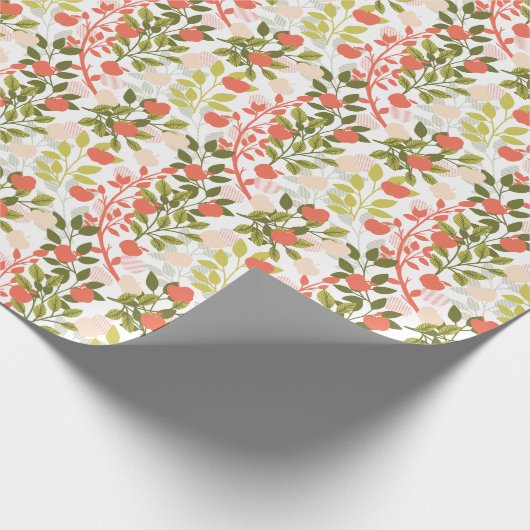 Apple Orchard Floral Garden Pattern Cadeaupapier (Hoek)
