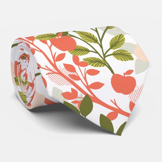 Apple Orchard Floral Garden Pattern Stropdas (Opgerold)
