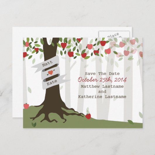 Apple Orchard Herfst herfstbruiloft Bewaar de datu Aankondigingskaart (Voorkant / Achterkant)