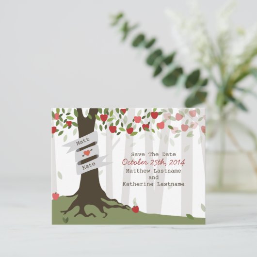 Apple Orchard Herfst herfstbruiloft Bewaar de datu Aankondigingskaart (Staand voorkant)
