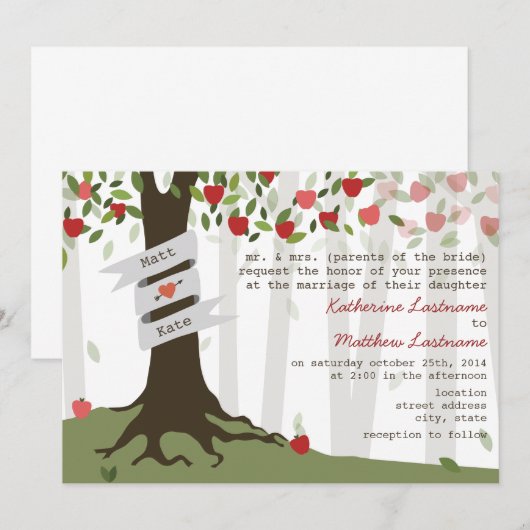 Apple Orchard Herfst najaar huwelijksuitnodiging Kaart (Voorkant / Achterkant)