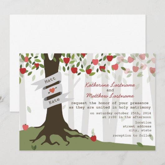 Apple Orchard Herfst najaar huwelijksuitnodiging Kaart (Voorkant / Achterkant)