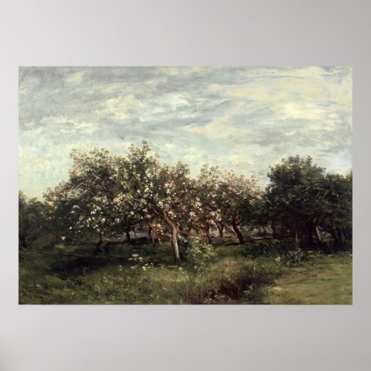 Apple Orchard Landscape Art print donkergroen (Voorkant)