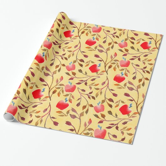Apple Orchard red Cadeaupapier (Uitgerold)