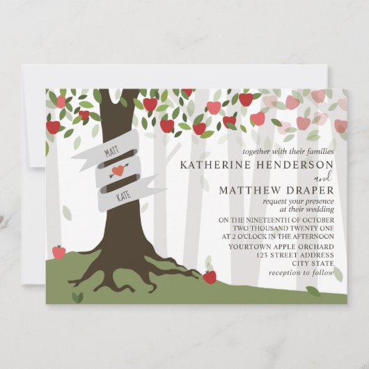 Apple Orchard Rustic Wedding Kaart (Voorkant)