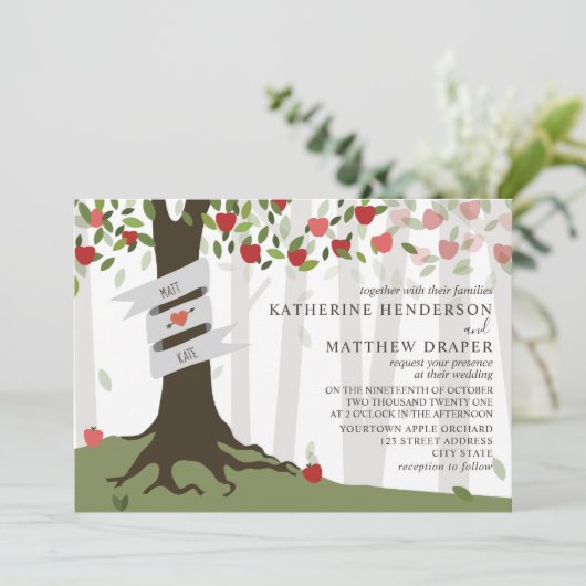 Apple Orchard Rustic Wedding Kaart (Staand voorkant)