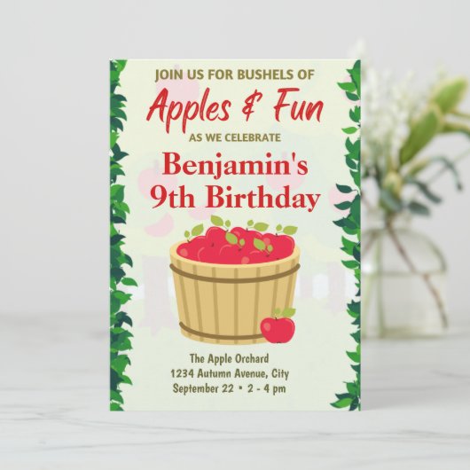 Apple Orchard Uitnodiging voor verjaardag (Staand voorkant)