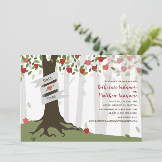 Apple Orchard Virtual Livestream Wedding Kaart (Staand voorkant)