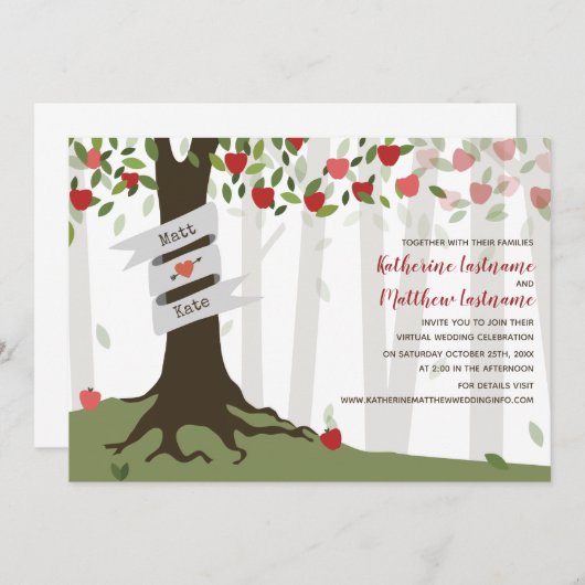 Apple Orchard Virtual Livestream Wedding Kaart (Voorkant / Achterkant)