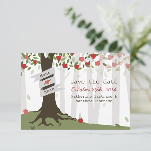 Apple Orchard Wedding Herfst herfst sparen de Datu Save The Date (Staand voorkant)