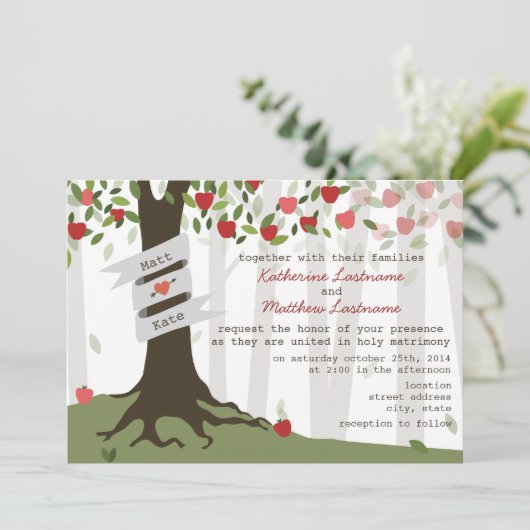 Apple Orchard Wedding Uitnodiging (Staand voorkant)