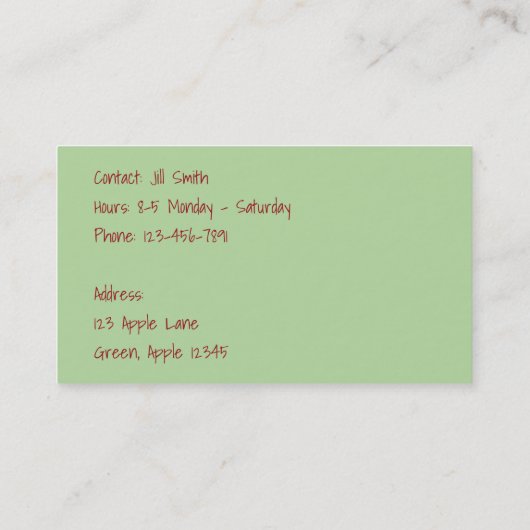 Apple Organic Fresh Red Apples Visitekaartje (Achterkant)