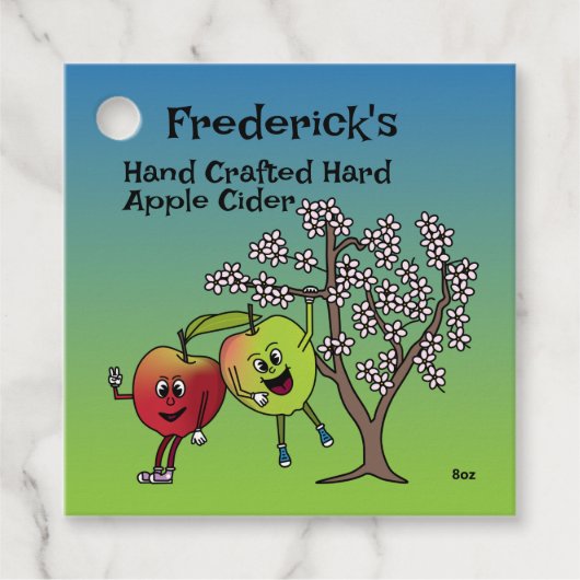 Apple Pals Funny Cartoon Cider Pie en meer Bedankjes Labels (Voorkant)