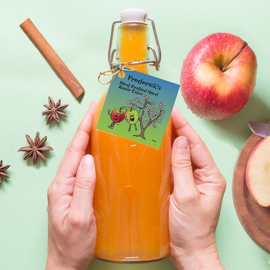 Apple Pals Funny Cartoon Cider Pie en meer Bedankjes Labels