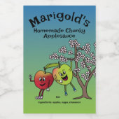 Apple Pals Funny Cartoon Compote Pie en meer Voedselcontainer Etiket (Enkel label)