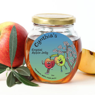 Apple Pals Funny Cartoon Sauce Butter Pie en meer Ronde Sticker