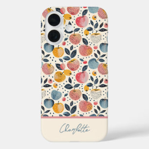 Apple-patroon met aangepaste naam   iPhone 16 hoesje