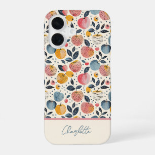 Apple-patroon met aangepaste naam iPhone 16 hoesje