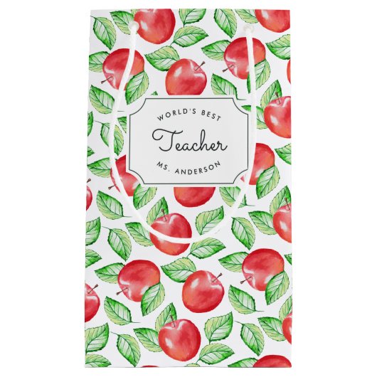Apple Pattern Personalized Teacher Klein Cadeauzakje (Voorkant)