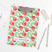 Apple Pattern Personalized Teacher Klembord