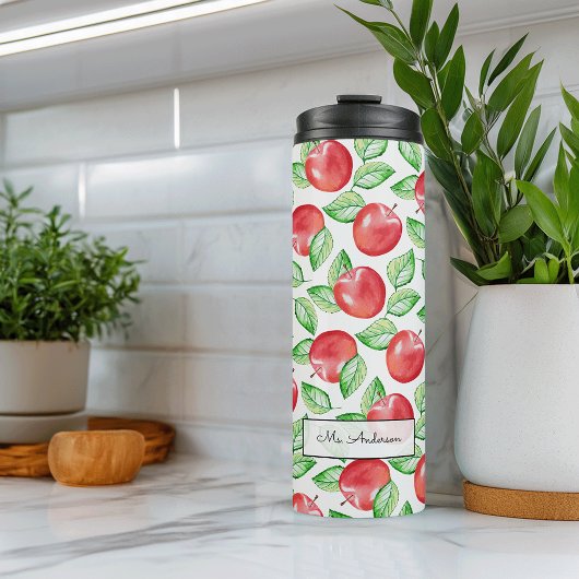 Apple Pattern Personalized Teacher Thermosbeker