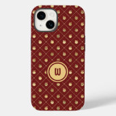 Apple Pattern van de Bourgogne en de gouden Diagon Case-Mate iPhone Case (Achterkant)