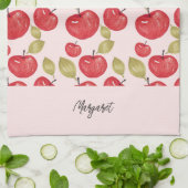 Apple Pattern Watercolor Hand-painted Monogram Theedoek (Gevouwen)