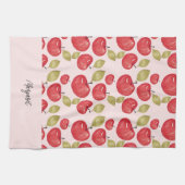 Apple Pattern Watercolor Hand-painted Monogram Theedoek (Horizontaal)