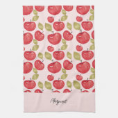 Apple Pattern Watercolor Hand-painted Monogram Theedoek (Verticaal)
