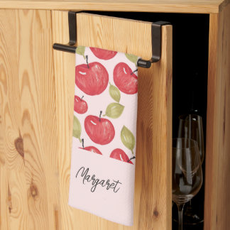Apple Pattern Watercolor Hand-painted Monogram Theedoek