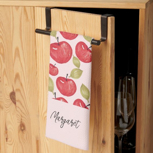 Apple Pattern Watercolor Hand-painted Monogram Theedoek (Derde Gevouwen)