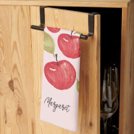 Apple Pattern Watercolor Hand-painted Monogram Theedoek