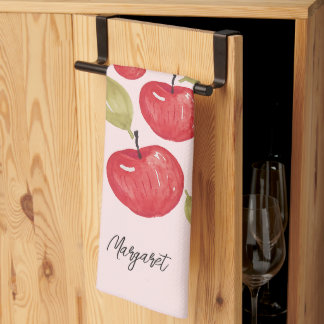 Apple Pattern Watercolor Hand-painted Monogram Theedoek