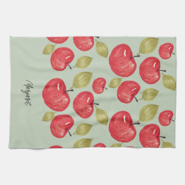 Apple Pattern Waterverf Handgeschilderd Monogramme Theedoek