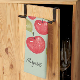 Apple Pattern Waterverf Handgeschilderd Monogramme Theedoek