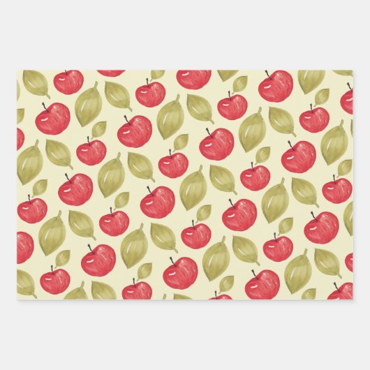 Apple Pattern Waterverf Handgeschilderde Wrapping Inpakpapier Vel (Voorkant 2)
