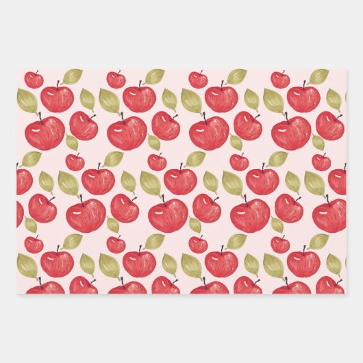 Apple Pattern Waterverf Handgeschilderde Wrapping Inpakpapier Vel (Voorkant)