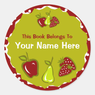 Apple Pear Aardbei Boekplaat Sticker