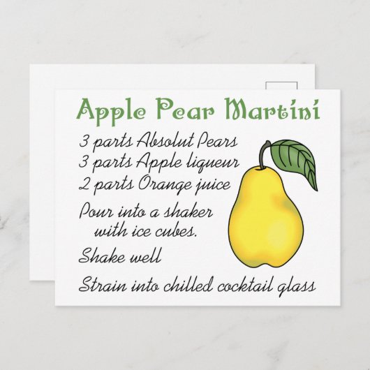 Apple Pear Martini Briefkaart (Voorkant / Achterkant)