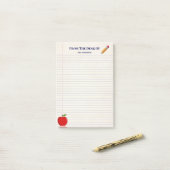Apple Pencil Lined Cute School Teacher Name Apple Post-it® Notes (Op bureau)