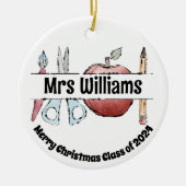 Apple Pencil & Schaar Design – cadeau voor leerkra Keramisch Ornament (Voorkant)