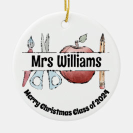 Apple Pencil & Schaar Design – cadeau voor leerkra Keramisch Ornament