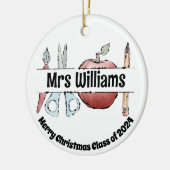 Apple Pencil & Schaar Design – cadeau voor leerkra Keramisch Ornament (Links)