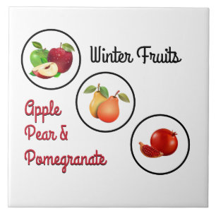Apple-, peren- en Pomegranaatwerk Tegeltje