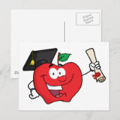 Apple-personage Afstuderen met diploma Aankondigingskaart (Voorkant / Achterkant)