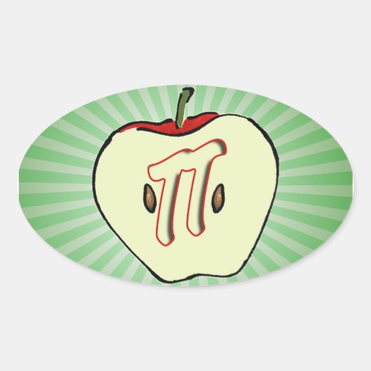 Apple Pi (Pie) Ovale Sticker (Voorkant)