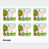 Apple Pick Red Hair Boy Birthday Bedankt Squa Vierkante Sticker (Vel)