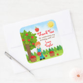 Apple Pick Red Hair Boy Birthday Bedankt Squa Vierkante Sticker (Envelop)