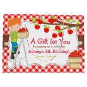 Apple Pick Red Hair Boy Birthday Party Groot Cadeauzakje (Achterkant)